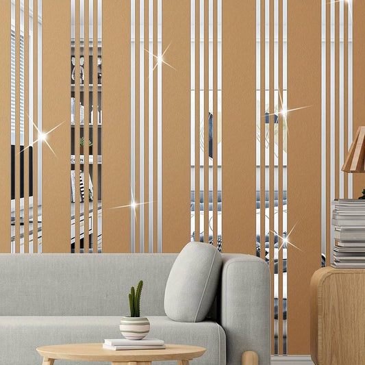 Set de 10 Benzi Decorative Autocolante, Dimensiune 2 x 30 cm pentru Decorarea Spatiului Interior, Argintie - InteriorLuxDesign