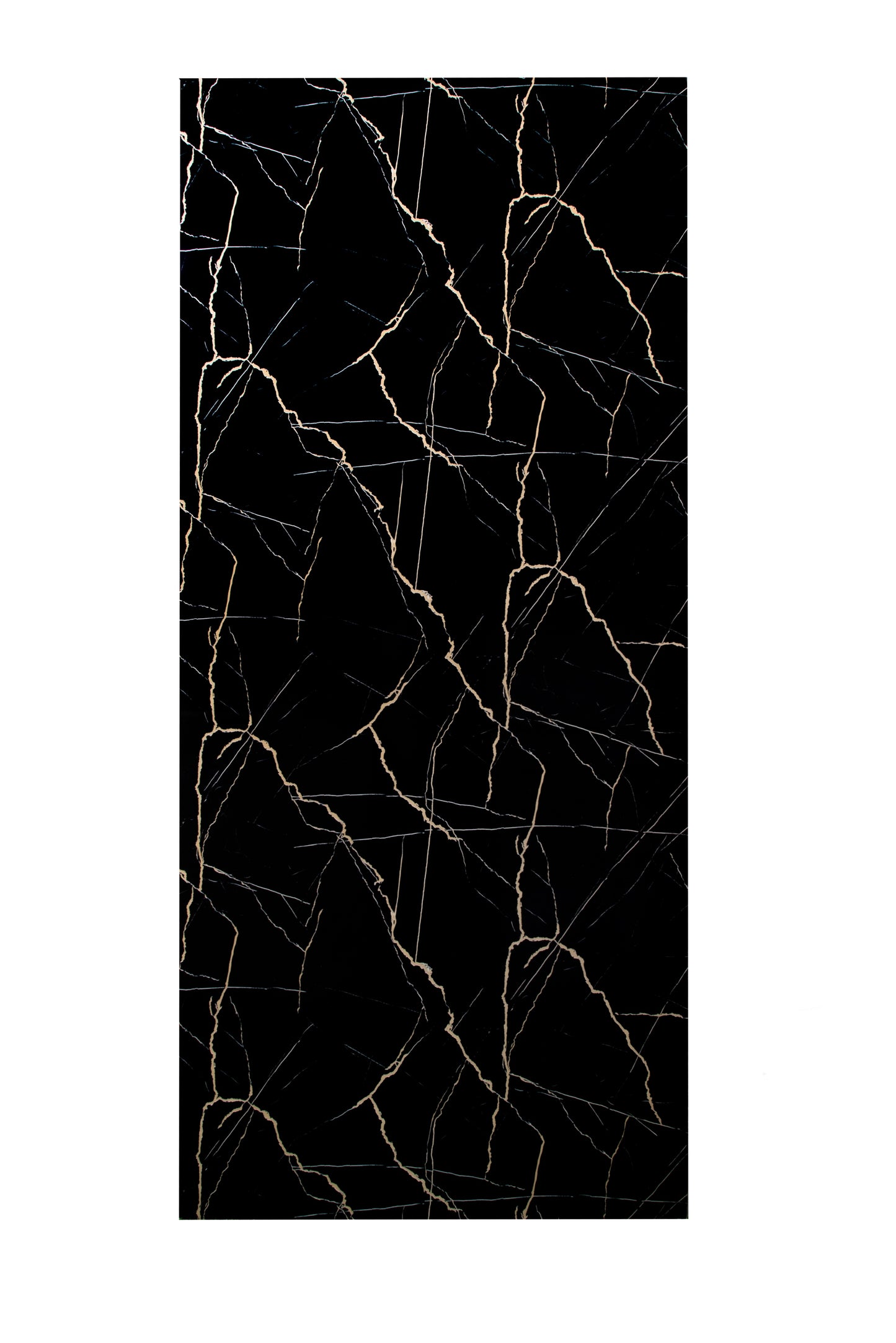 Placa Decorativa PVC Imitatie Marmura, 2800x1200 mm, Negru cu Auriu - InteriorLuxDesign
