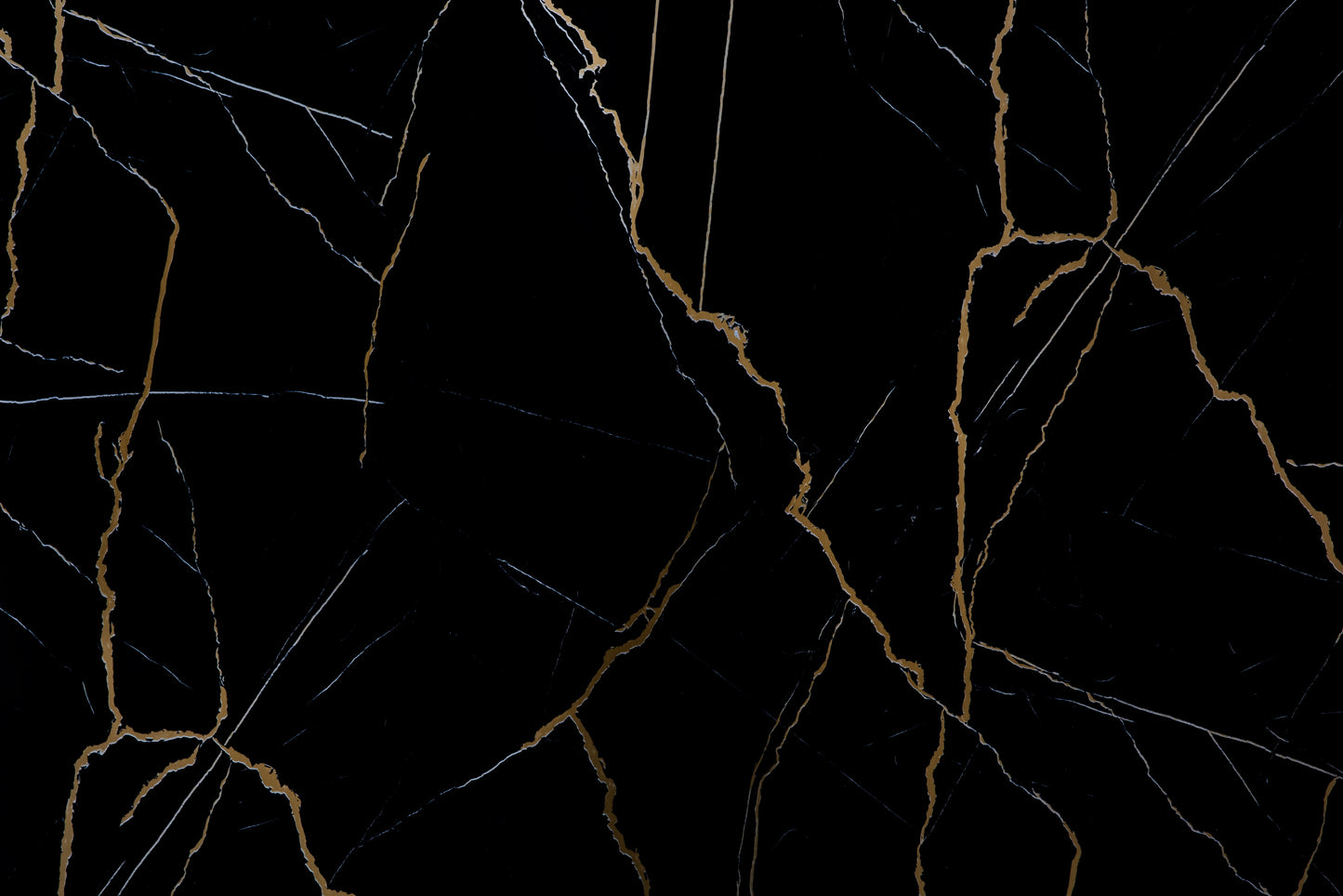 Placa Decorativa PVC Imitatie Marmura, 2800x1200 mm, Negru cu Auriu - InteriorLuxDesign