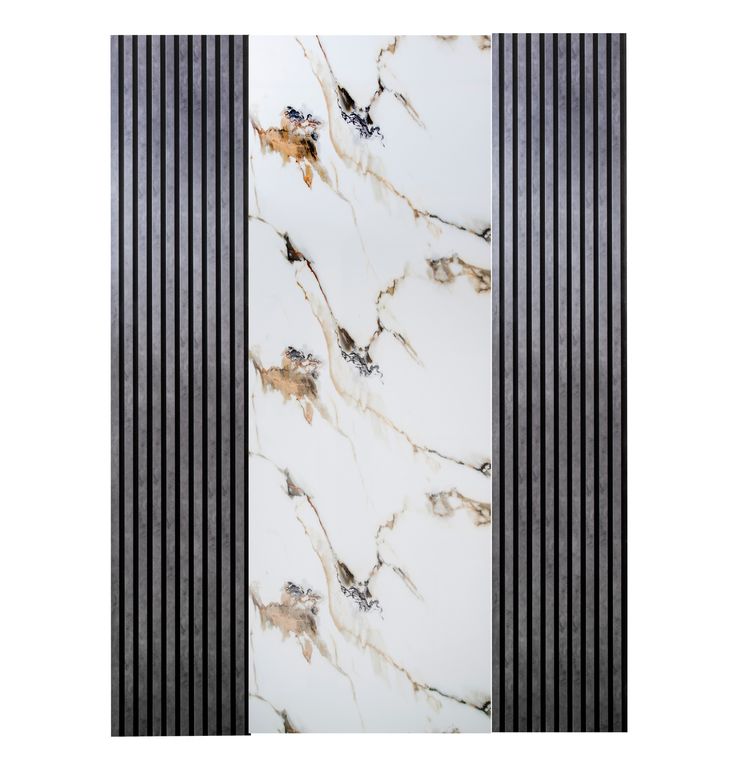 Pachet: 2 Panouri Riflaj Antracitte (2800 x 500 mm) + 1 Placa Decorativa White and Gold Luxury (2800 x 1200 mm)
