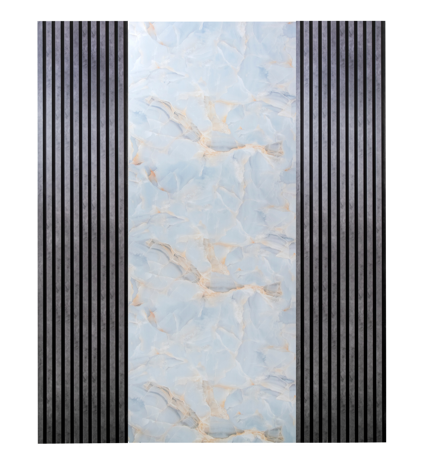 Pachet: 2 Panouri Riflaj Antracitte (2800 x 500 mm) + 1 Placa Decorativa Turcoaz (2800 x 1200 mm)