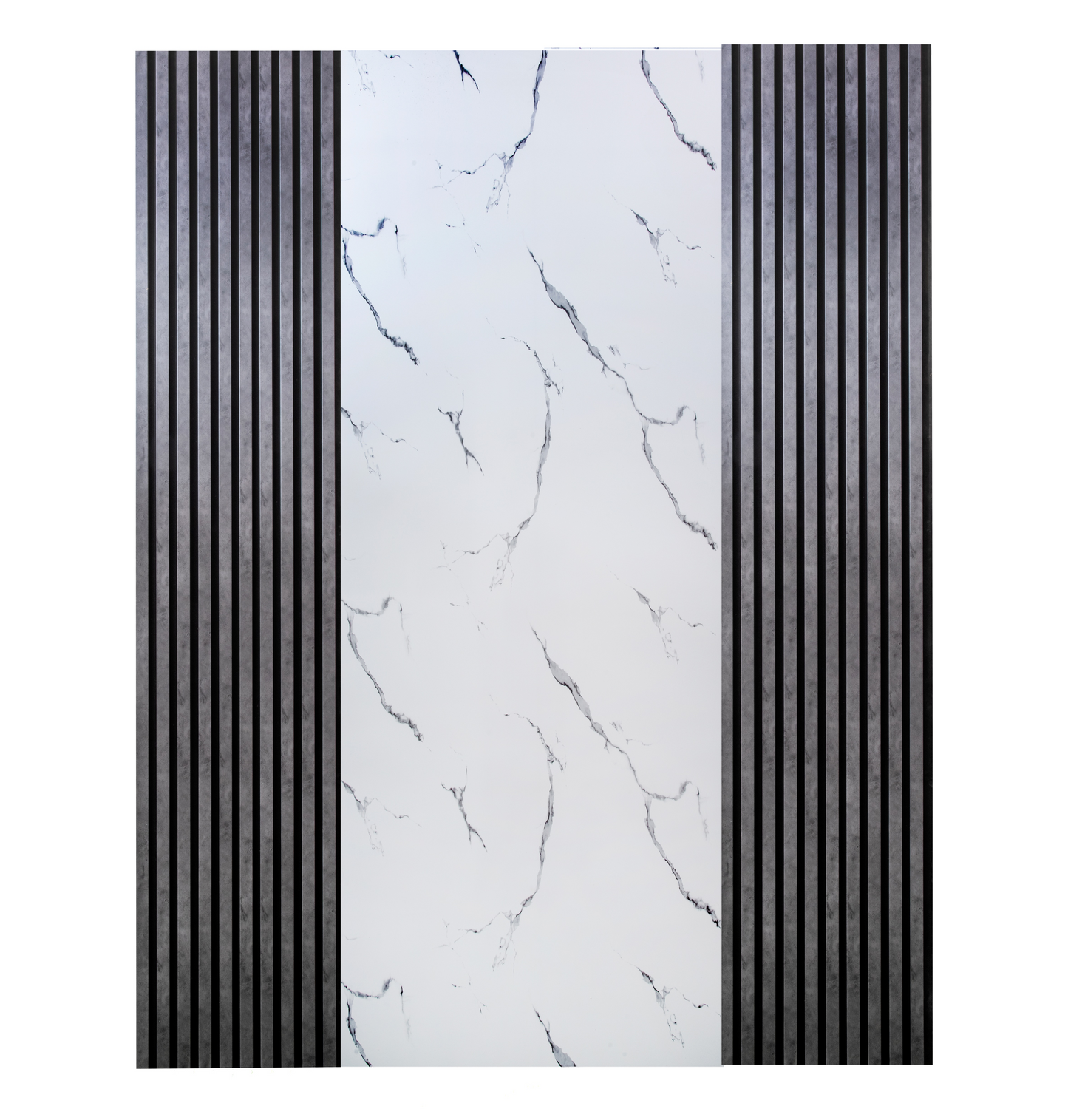 Pachet: 2 Panouri Riflaj Antracitte (2800 x 500 mm) + 1 Placa Decorativa Lucida White (2800 x 1200 mm)