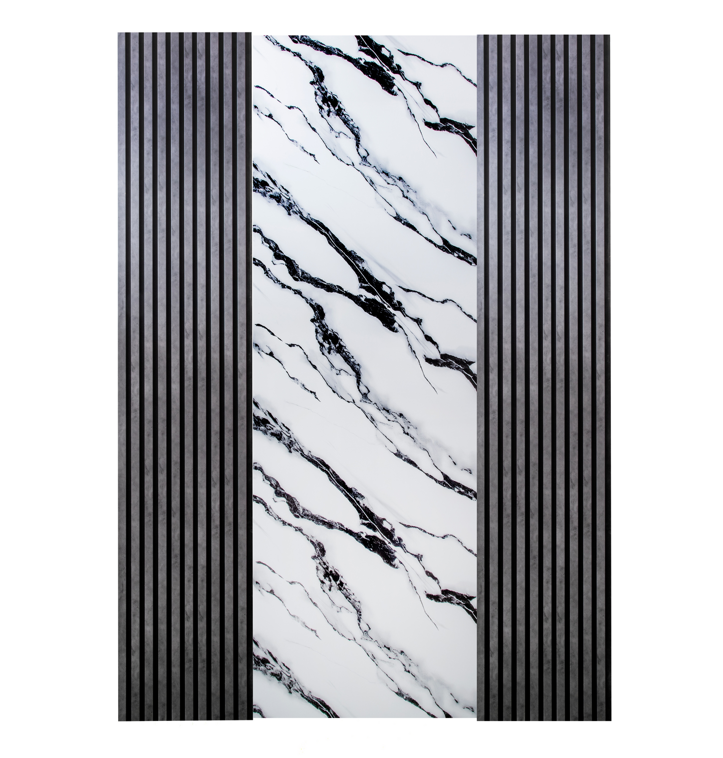 Pachet: 2 Panouri Riflaj Antracitte (2800 x 500 mm) + 1 Placa Decorativa Alb cu Negru (2800 x 1200 mm)