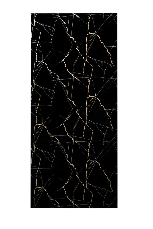 Placa Decorativa PVC Imitatie Marmura, 2800x1200 mm, Negru cu Auriu - InteriorLuxDesign
