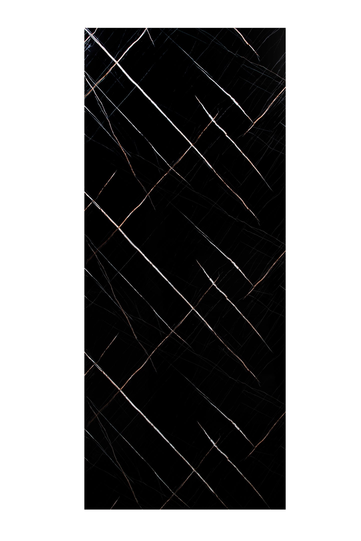 Placa Decorativa PVC Imitatie Marmura, 2800x1200 mm, Negru cu dungi Aramii - PanelDecorArt