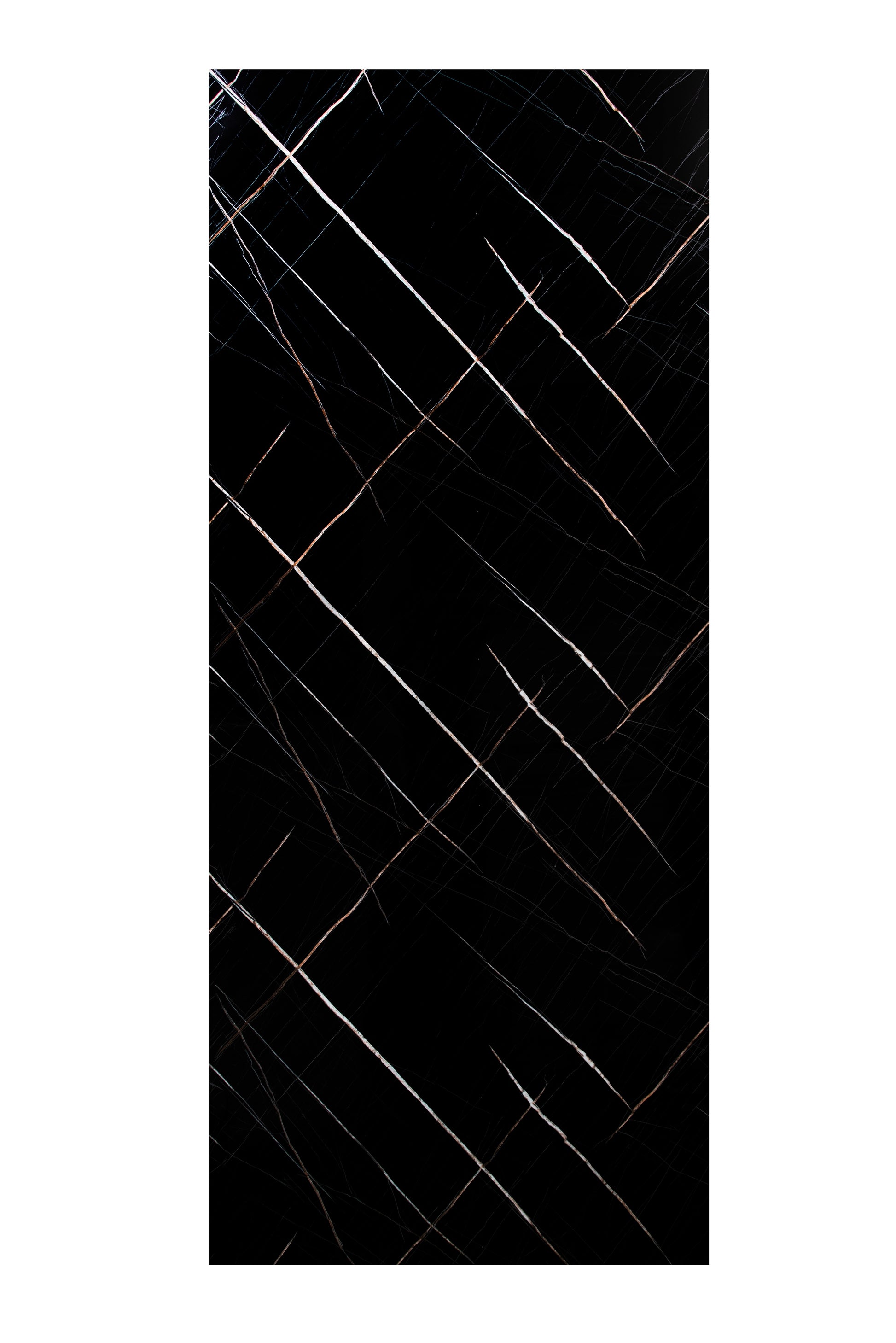 Placa Decorativa PVC Imitatie Marmura, 2800x1200 mm, Negru cu dungi Aramii - PanelDecorArt