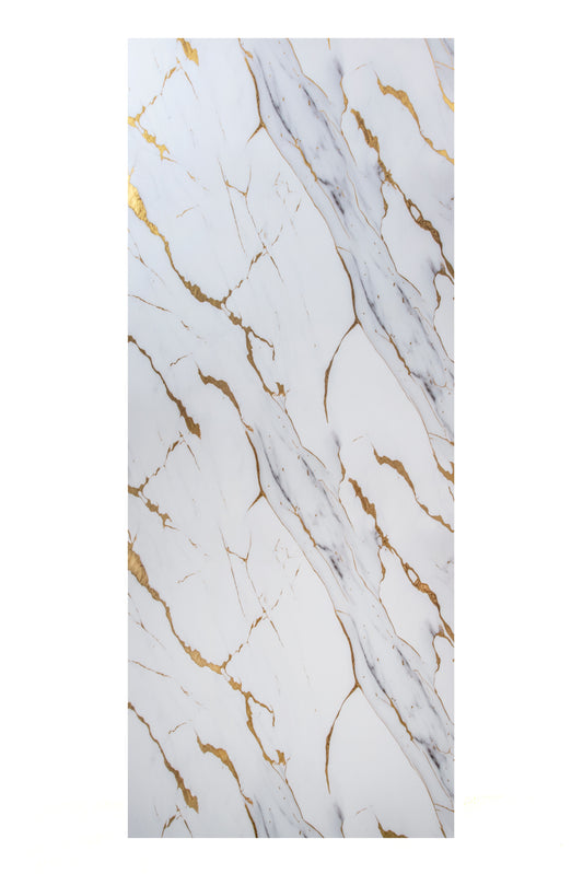 Placa Decorativa PVC Imitatie Marmura, 2800x1200 mm, White and Gold Luxury - InteriorLuxDesign
