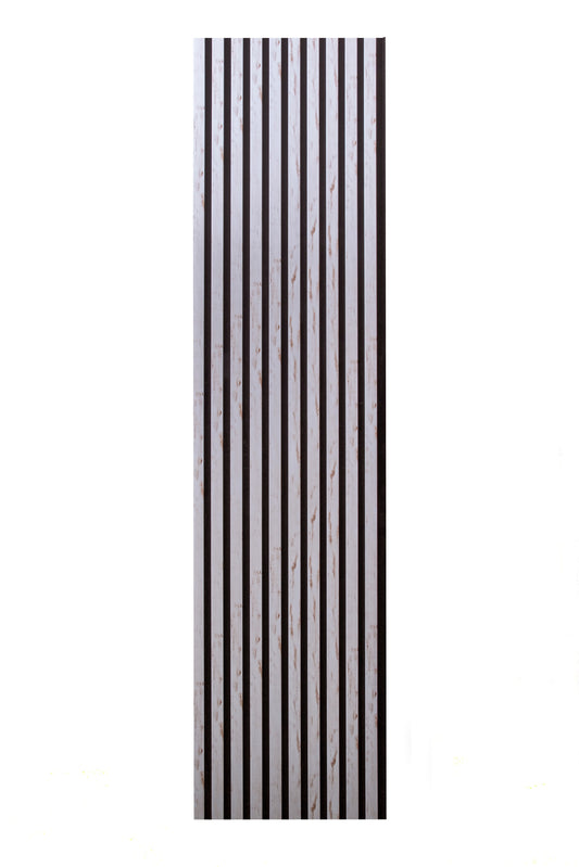 Panou Riflaj Decorativ Acustic, MDF, 2800 x 500 mm, Alb cu Pete Maro - InteriorLuxDesign