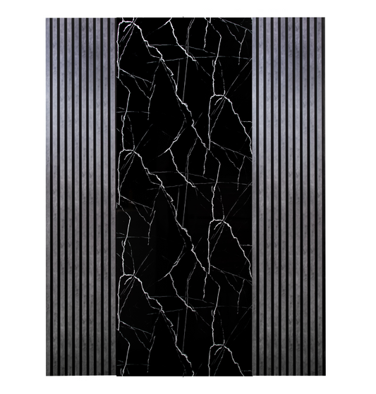 Pachet: 2 Panouri Riflaj Antracitte (2800 x 500 mm) + 1 Placa Decorativa Negru cu Alb (2800 x 1200 mm)