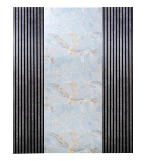 Pachet: 2 Panouri Riflaj Antracitte (2800 x 500 mm) + 1 Placa Decorativa Turcoaz (2800 x 1200 mm)