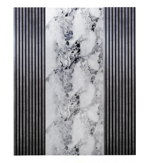 Pachet: 2 Panouri Riflaj Antracitte (2800 x 500 mm) + 1 Placa Decorativa Efect Cloudy (2800 x 1200 mm)