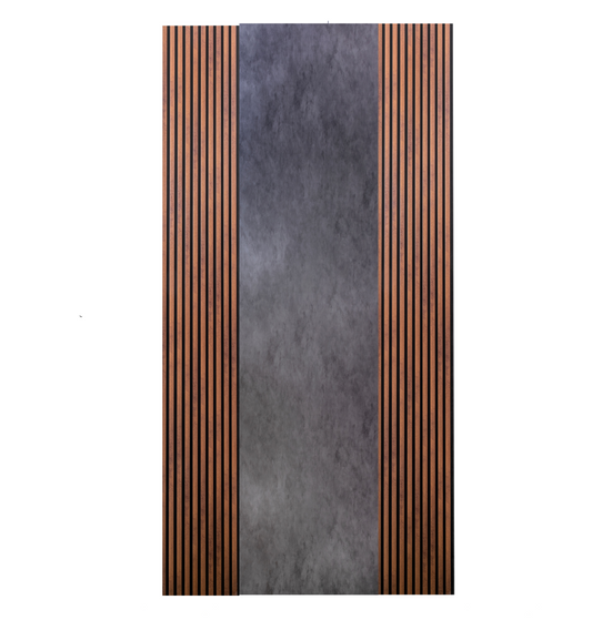 Pachet: 2 Panouri Riflaj Stejar Maro Inchis (2800 x 500 mm) + 1 Placa Decorativa Efect Beton Piatra (2800 x 1200 mm)